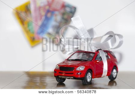 Red Car In The White Ribbon