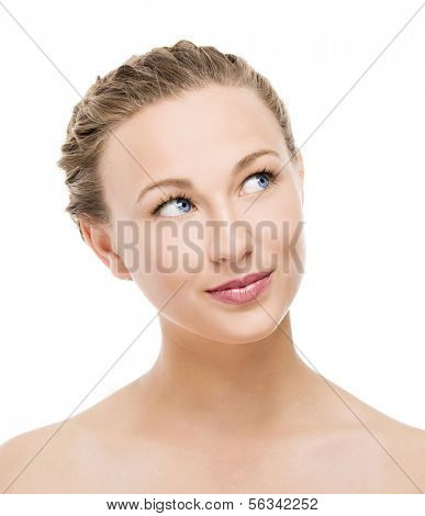 Porttrait of a beautiful woman thinking on something