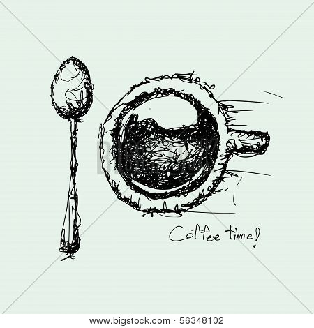Kresba šálek kávy