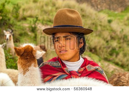 Pastora peruana com Lama