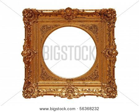 Antique golden Frame, isolated on white