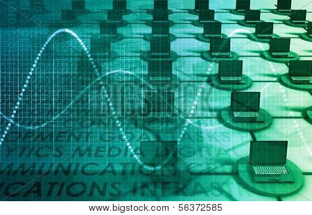 Computer Network LAN System in 3d Abstract