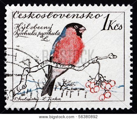 Frimærke Tjekkoslovakiet 1959 fælles Dompap, spurvefugle