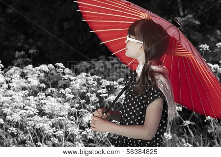 Retro Parasol Girl