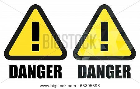 Hazard Sign For Danger - Classic And Mosaic