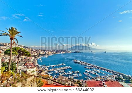 Naples bay view from Posillipo with Mediterranean sea - Italy