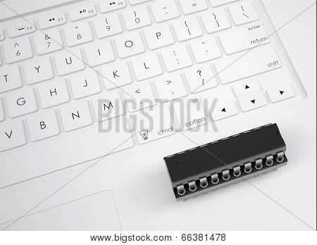 Electronic chip on the keyboard