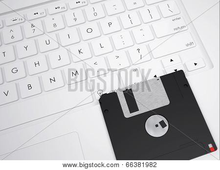 Floppy disk on the keyboard