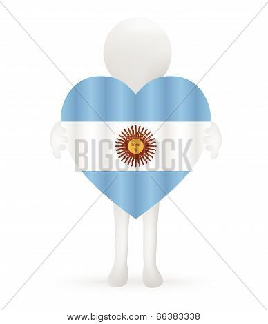 EPS Vector 10 - small 3d man holding a Argentinian Flag