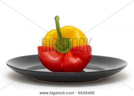 Röd och gul paprika