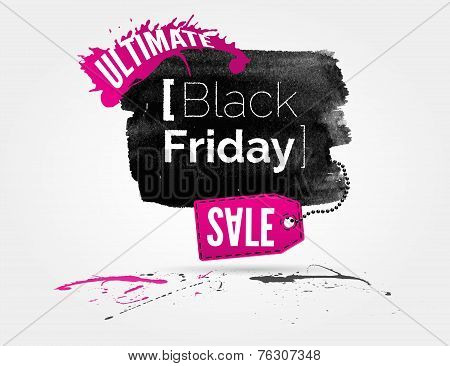 Black Friday watercolor banner with splashes