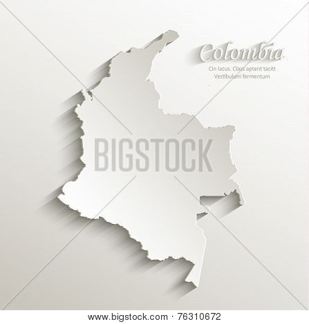 Colombia map card paper 3D natural vector