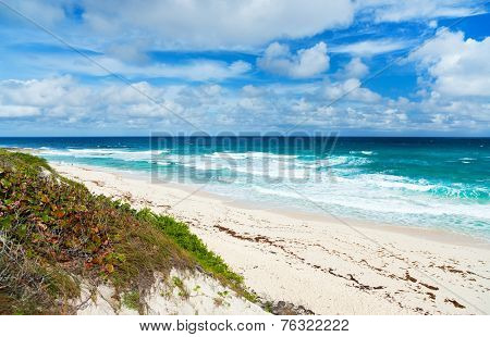 Tropical beach and sea on Bahamas island of Eleuthera