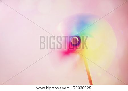 Colorful pinwheel. Instagram effect. Motion blur.