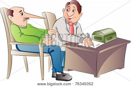 Man Making A False Statement, Illustration