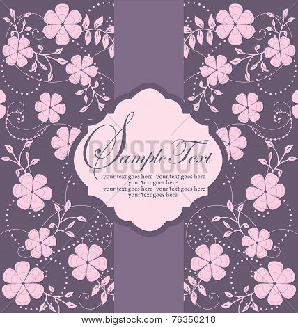 Vintage Wedding Invitation Card With Ornate Elegant Retro Abstract Floral Design