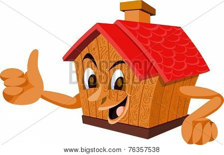 Wooden House With A Face, Illustration
