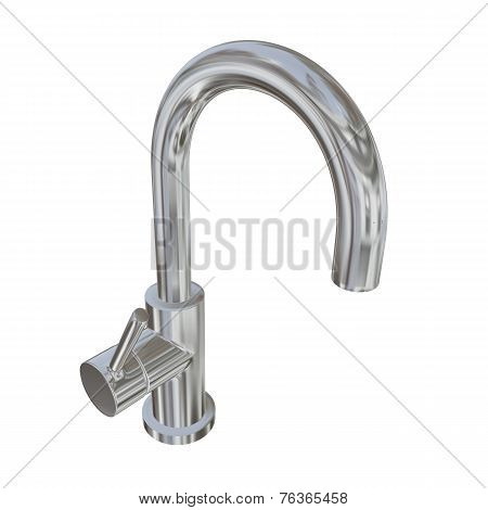 Modern Faucet With Chrome Or Stainless Steel Finishing, 3D Illustration