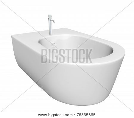 Round Bidet Design For Bathrooms. 3D Illustration.
