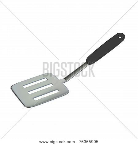 Stainless Steel Frying Laddle With Dark Grey Handle, 3D Illustration