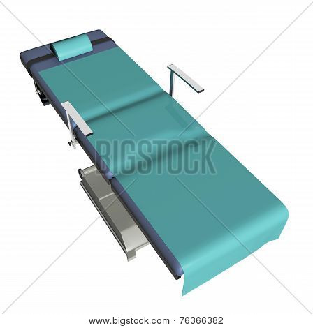 Adjustable Medical Examination Table Or Bed With Green Sheet, 3D Illustration