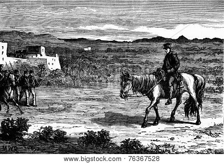 Heroes Of Afghanistan. Unexpected Return Of Dr. Brydon, Vintage Engraving.
