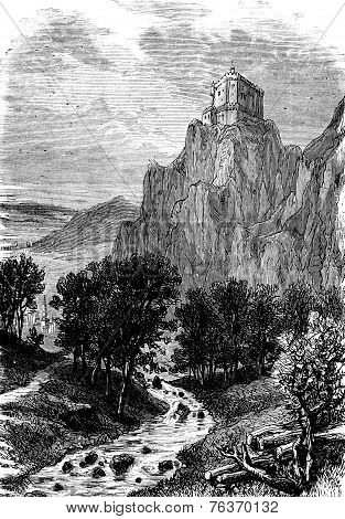 Castle Schoenhausen, Vintage Engraving.