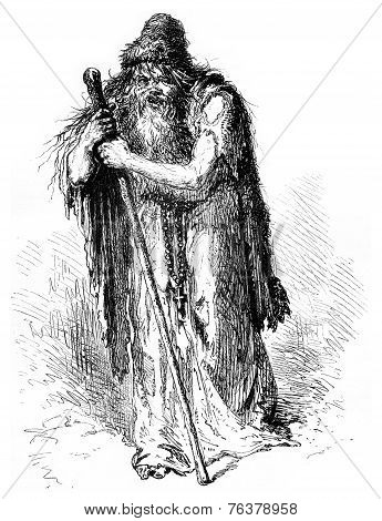 Father Nicolas, Professor Of Abjection, Vintage Engraving.