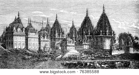 The Necropolis Of Jhansie Rajahs, Vintage Engraving.