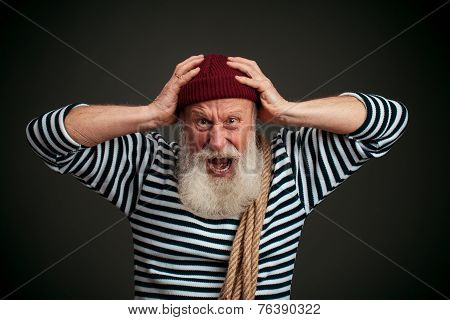 Handsome Sailor Isolated. Seaman.