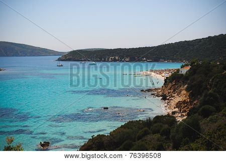 Blue sea with beach