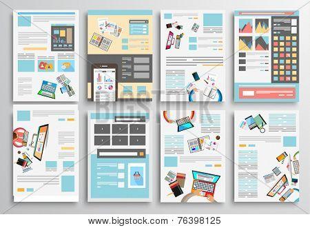 Set of Flyer Design, Web Templates. Brochure Designs, Technology Backgrounds. Mobile Technologies, Infographic  ans statistic Concepts and Applications covers.