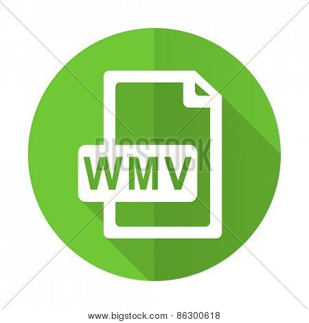 wmv file green flat icon 