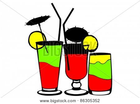 Cocktail in a glass on white background