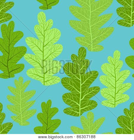 Green leaves seamless pattern. Summer background
