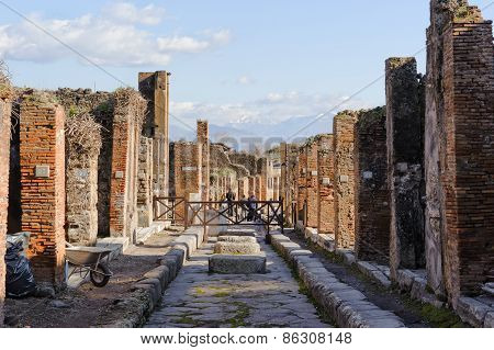 Naples, Italy - January 19, 2010: Street Of Pompeii