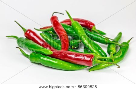 Red-green Group Of Chili Pepper, Isolated