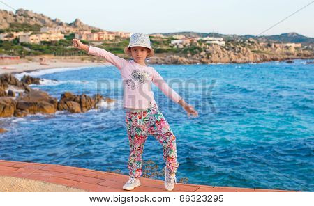 Adorable little girl have fun outdoors