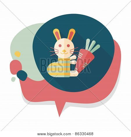Rabbit With Carrot Flat Icon With Long Shadow,eps 10