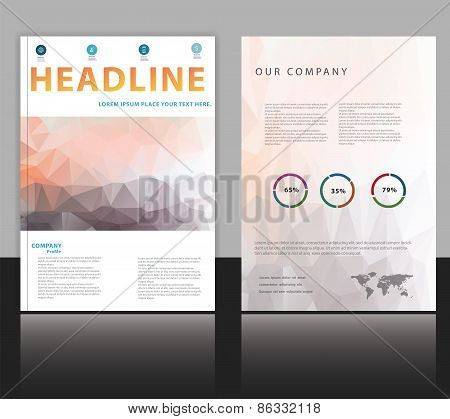 Brochure Design Template With Polygon Abstract Design.
