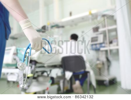Visitor And Patient In Hospital Ward
