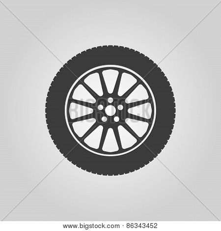 The Tire Icon. Wheel Symbol. Flat