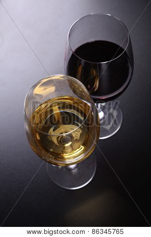 Glass Of Red And White Wine