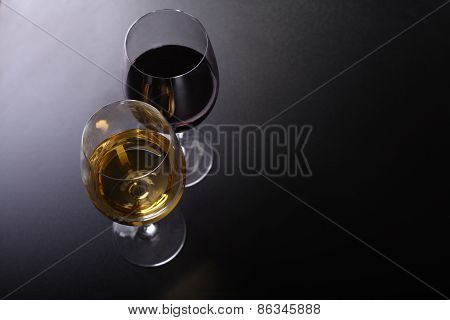 Glass Of Red And White Wine