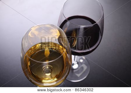 Glass Of Red And White Wine