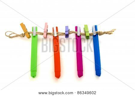 Variegated Pens Isolated Over White