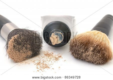 Brush And Cream Isolated Over White