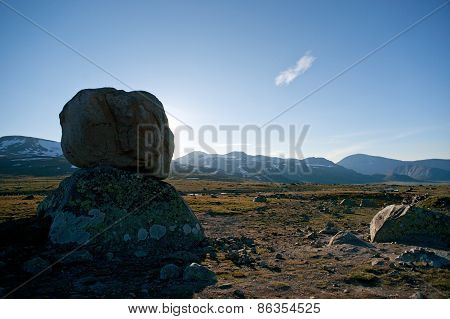 Big Boulders On Mountain Plateau Valdresflye, Jotunheimen, Norway