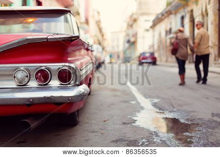 Classic Old Car On Streets Of Havana, Cuba