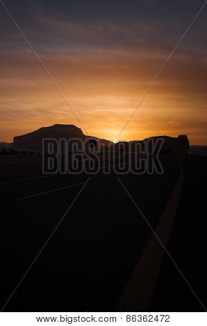 Sunset Near Al-ula In The Deserts Of Saudi Arabia